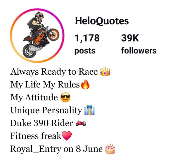 Instagram Bio For Bike Rider