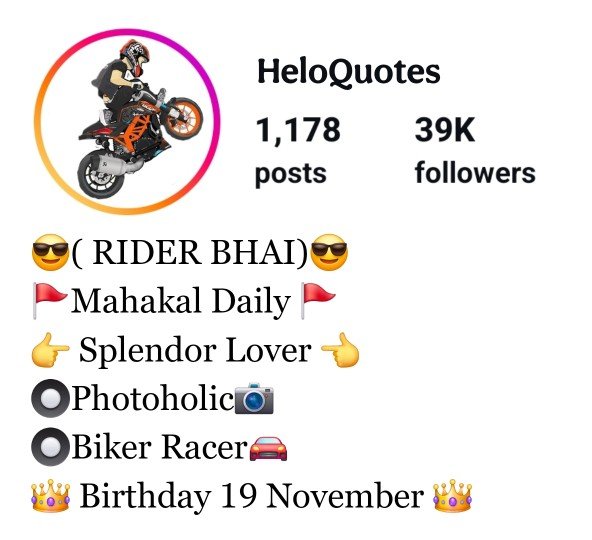 Instagram Bio Bike Lover
