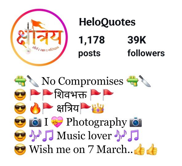 Instagram Bio Kshatriya